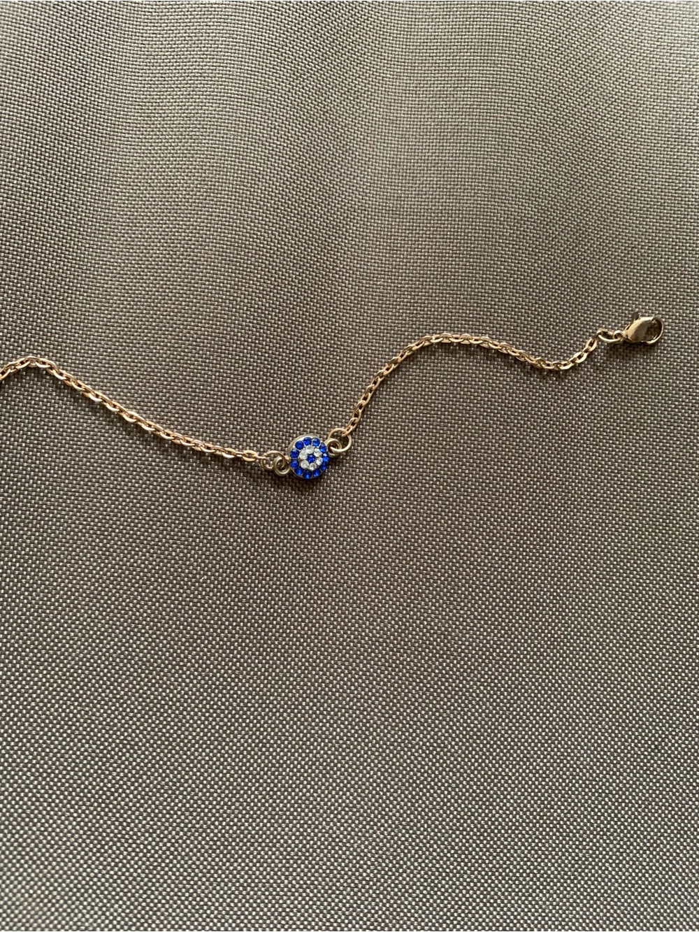 Delicate Gold Chain Bracelet with Blue and White Crystal Charm